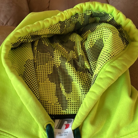 Russell athletic pullover sweatshirt, bright lime, green w dark green trim XXL - Picture 3 of 4